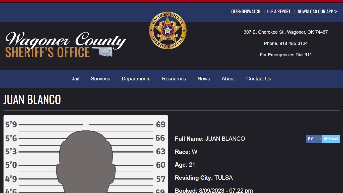JUAN BLANCO was Released from Wagoner County Jail